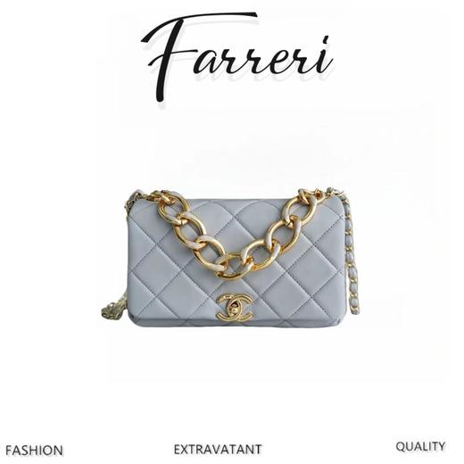 香奶奶22A  高级手工坊 粗链条口盖包 黑色 商品图0