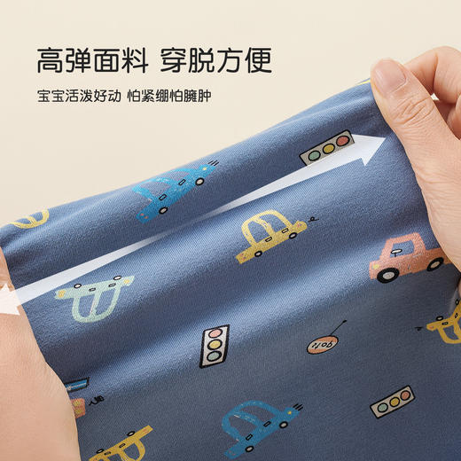 95%棉亲肤舒适男童印花保暖套装萌趣动物印花高弹套头秋衣男童印花保暖套装 商品图5