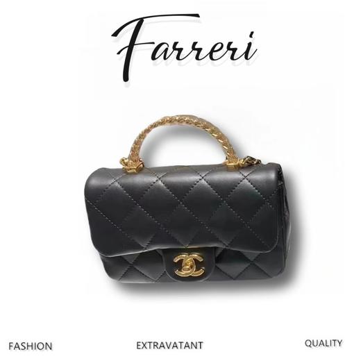 香奶奶 24s 金扣 小羊皮 口盖包手提单肩斜挎包 商品图0