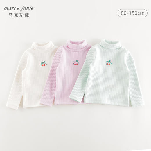 [科技发热]马克珍妮女童绣花半高领打底衫儿童T恤宝宝冬装241529 商品图0