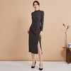 EITIE爱特爱秋季新款优雅显瘦裙摆开叉连衣裙7507242 商品缩略图1