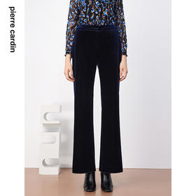 皮尔卡丹女装裤西装裤蓝色丝绒好打理日常通勤直筒裤P3320T3998N0
