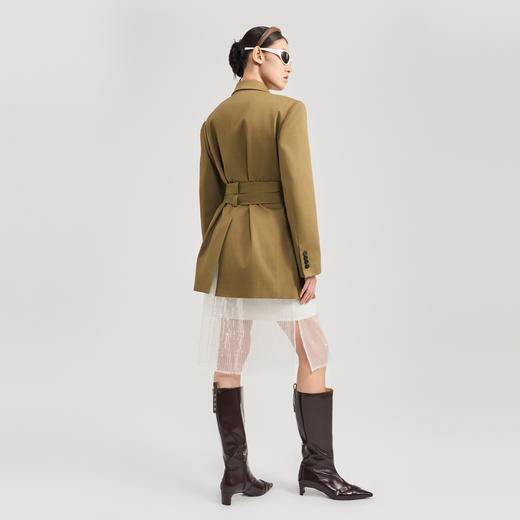 lost in echo2024秋冬新品黑色高级羊毛收腰长袖西装外套上衣女 商品图4