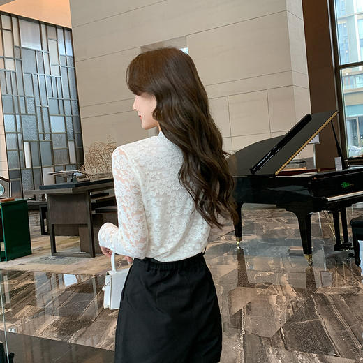 奢姿大码女装2025秋季气质半高领蕾丝打底衫胖妹妹时尚穿搭套装9943153527 商品图3