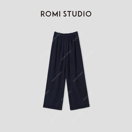 ROMI STUDIO“自我诠释”毛边腰口洗水磨毛拼接直筒休闲裤 421K7056 商品图1