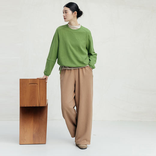 绽放旅行女装723朵/韧性卫裤精制汉麻棉垂顺直筒宽松系带休闲长裤 商品图2