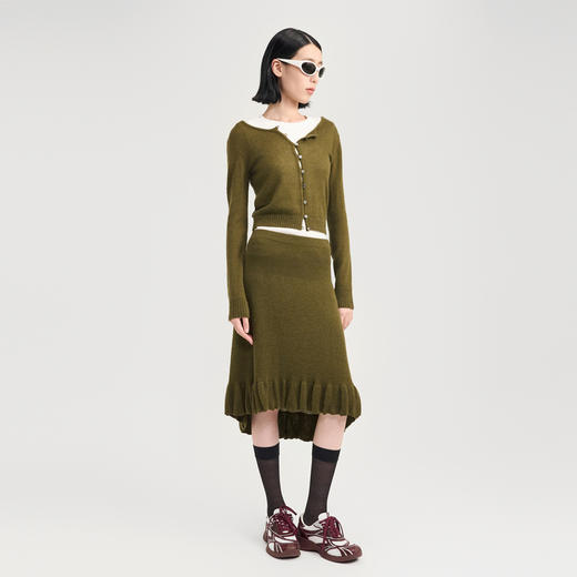 [捡漏价]lost in echo2024秋季新款轻薄毛针织开衫荷叶边A字毛织半身裙女 商品图3