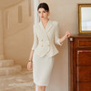 AD正式场合高端精致连衣裙女医美容院工作服新款米色假两件 商品缩略图0