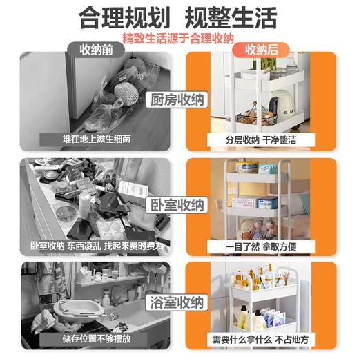 小魔小推车置物架落地多层零食架可移动厨房浴室卫生间婴儿用品收纳架 100088380322 商品图1