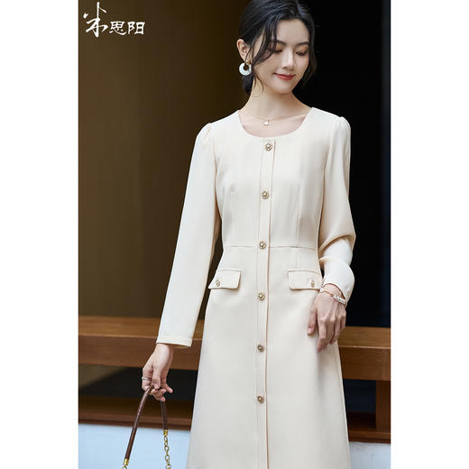 剩S/M/XXL 米思阳2026春季新款法式高级感精致小香风连衣裙高端职业中长裙子 商品图0