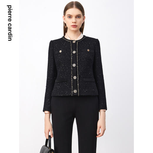皮尔卡丹女装西装春秋粗花新款法式名媛高级感短外套P3312U3987B0
 商品图0