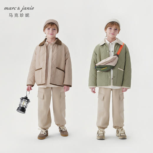 马克珍妮男童山系户外菱格绗棉翻领外套儿童棉服秋冬新款241031 商品图0