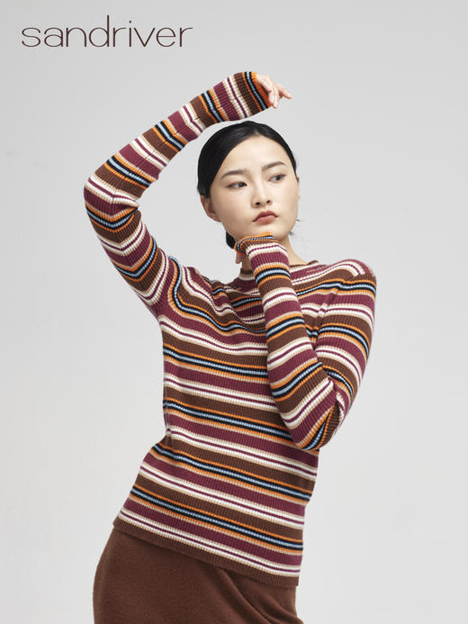 西藏羊绒彩条打底衫SJF96W341N 商品图0