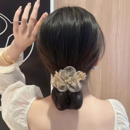 雀说 【2朵】花朵大肠发圈头绳欧根纱树叶刺绣发绳头饰B2211 商品图1