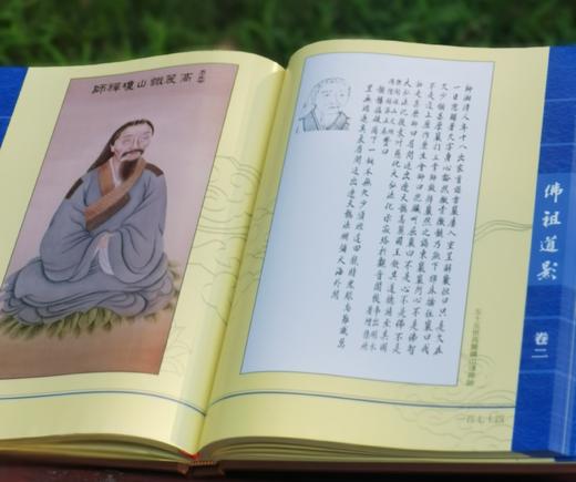 《佛祖道影》:彩绘版，全2册，绸布面精装，16开，广东省文化传播学会编，陈杰 绘 ；岭南美术出版社2012年一版一印，定价：380，售价：80。 商品图12