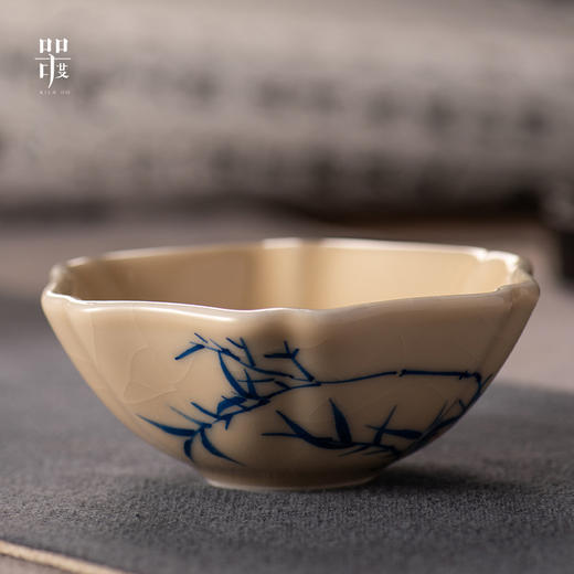 问鼎器度汝窑鹅黄青花葵盏杯（竹鸟）（松下棋谈）（缺货）（鱼戏青莲）（缺货） 商品图2