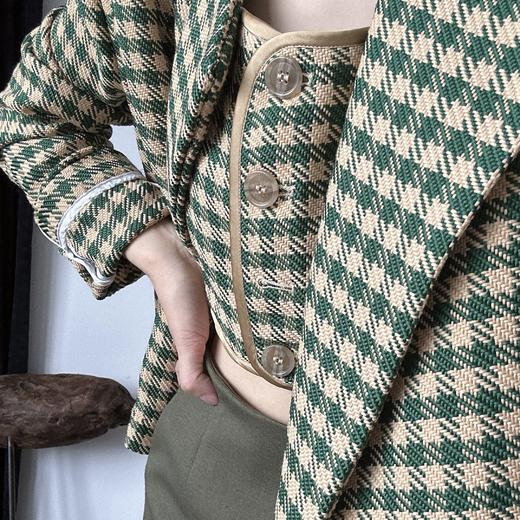 PIANAI冷小姐# 绿色格子三件套 商品图0