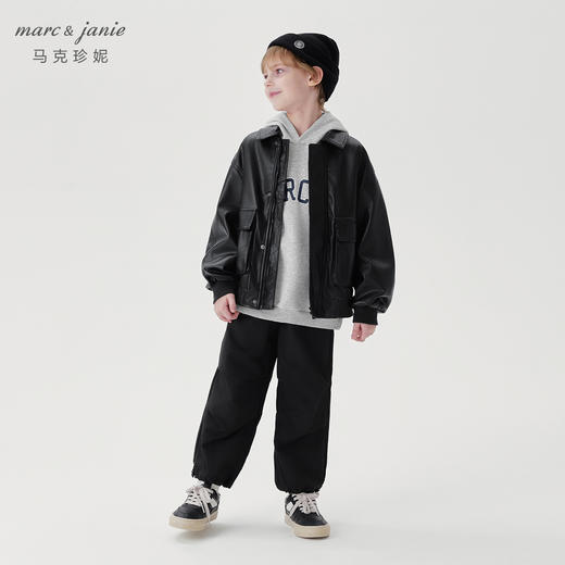 马克珍妮男女童时尚潮流大口袋皮衣夹克儿童外套秋装新款241016 商品图2