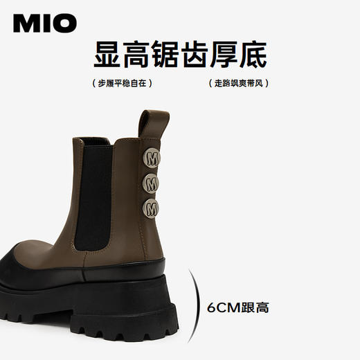 MIO米奥冬季撞色设计切尔西靴复古潮流时装靴圆头靴子女M245644101 商品图4