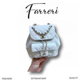 香奶奶   duma  牛皮双肩包 纯白