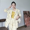 PIANAI冷小姐# ENNK原单好心情套装浅黄虚线格纹裤子小香套装 商品缩略图0