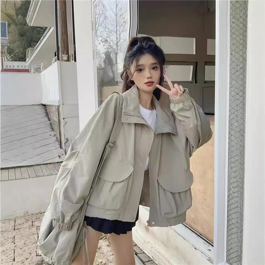 【冲锋衣外套女装】秋季大码设计感胖mm宽松复古工装运动休闲夹克上衣 商品图3