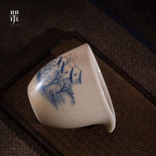 问鼎器度汝窑鹅黄青花雍雅公杯（山水）（缺货）（写意喜上红梅） 商品图3