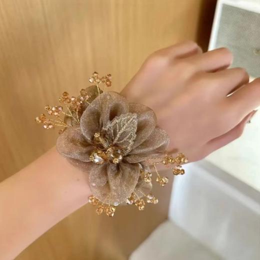 雀说 【2朵】花朵大肠发圈头绳欧根纱树叶刺绣发绳头饰B2211 商品图2