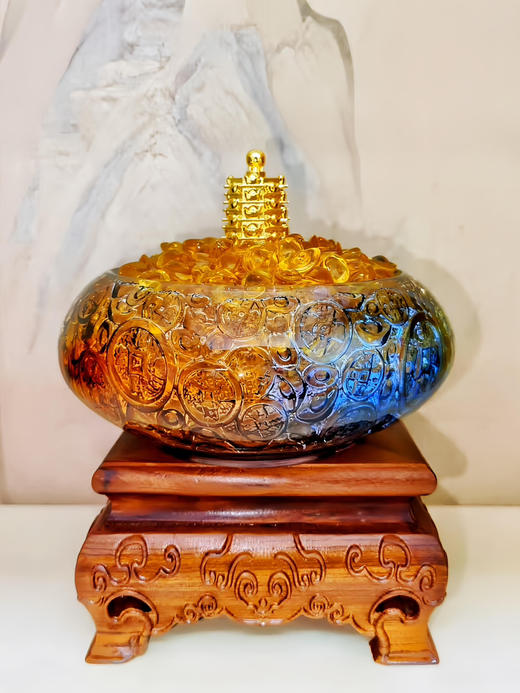 琉璃聚宝盆家居摆件（高7cm 最宽直径15cm） 商品图3