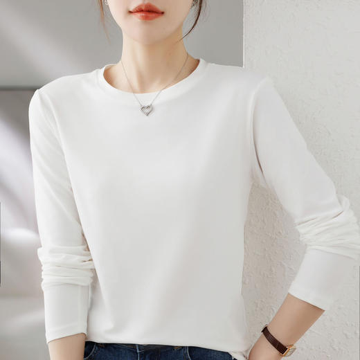 【100元3件】女丨女士卡蒂棉圆领纯色打底衫【FF24807】 商品图2