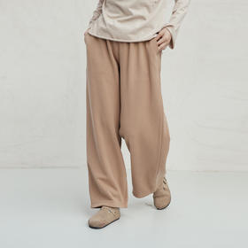 绽放旅行女装723朵/韧性卫裤精制汉麻棉垂顺直筒宽松系带休闲长裤