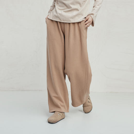 绽放旅行女装723朵/韧性卫裤精制汉麻棉垂顺直筒宽松系带休闲长裤 商品图0