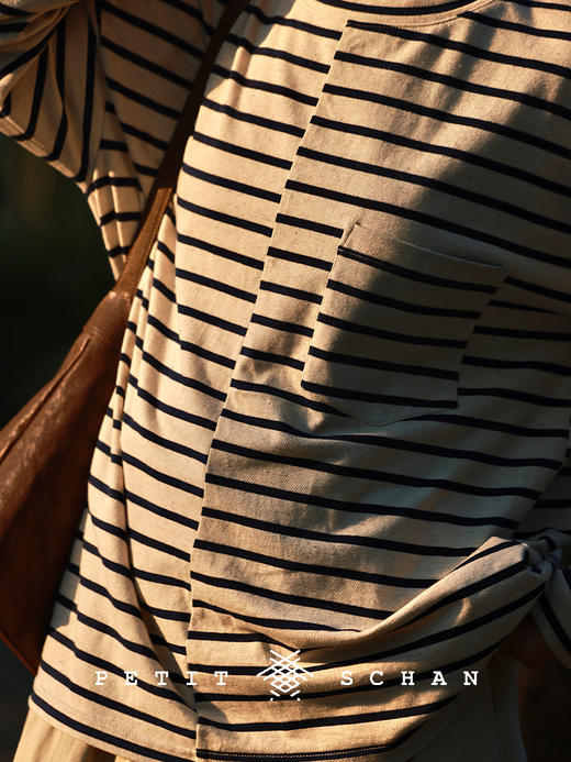 PETIT SCHAN小闪 CLO#578 Bach's Old Testament 巴赫旧约 法式汉麻棉混纺圆领条纹海魂衫 商品图2