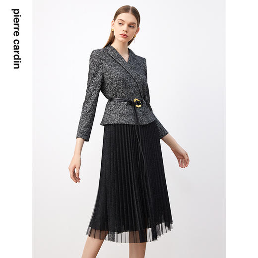 皮尔卡丹女装连衣裙秋季新款商务宴会通勤假两件裙子P3367E3836B3
 商品图3