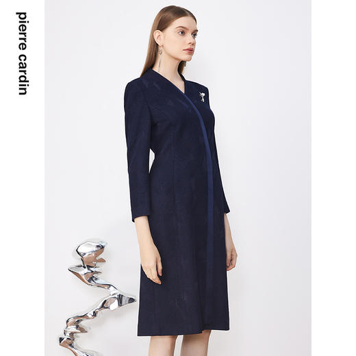 皮尔卡丹女装连衣裙简约拼接修身V领通勤职业连衣裙P3315E3958N0 商品图1