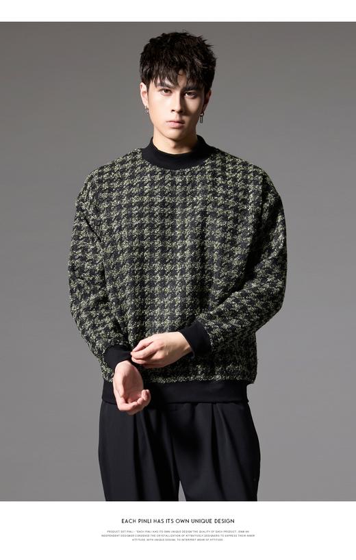 PINLI品立秋季新款半高领小香风卫衣潮牌提花宽松休闲男上衣B243109013 商品图7