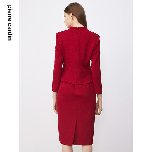 皮尔卡丹女装连衣裙假两件醋酸红色优雅场合A字裙P3314E3887T0 商品图2