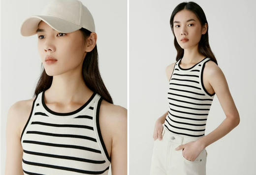 【断码 清仓 凑单】高支 小禾 条纹超细棉针织 背心 要修身效果 卡码收小一码 商品图7