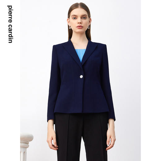 皮尔卡丹女装时尚干练简约修身通勤一粒扣西服P3397U3981N2
 商品图0
