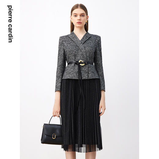 皮尔卡丹女装连衣裙秋季新款商务宴会通勤假两件裙子P3367E3836B3
 商品图0