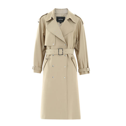 EITIE爱特爱秋季新款经典翻领长款显瘦百搭大气风衣女外套7504208 商品图5