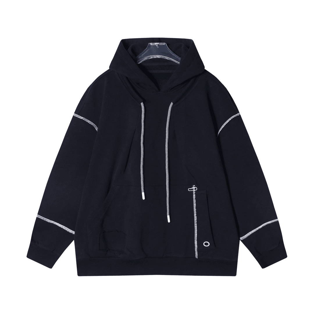 83023秋冬款黑白撞色缉明线潮流宽松百搭休闲时尚长袖卫衣