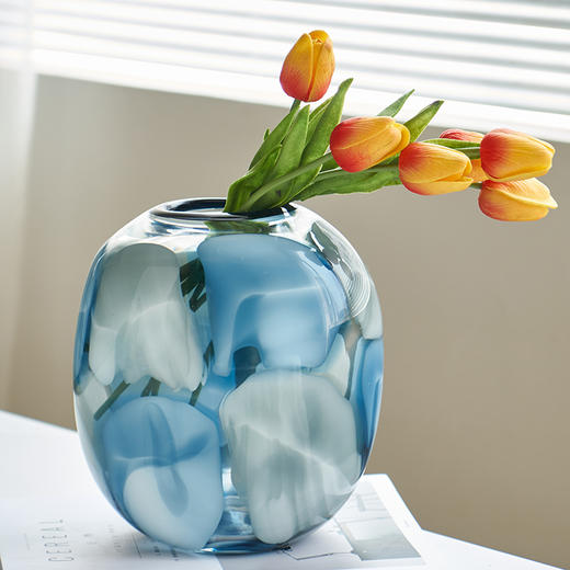 代轻奢透明淡彩玻璃花瓶水培 家居装饰品摆件客厅餐厅软装花瓶 商品图3