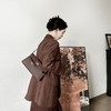 PIANAI冷小姐# 红咖色醋酸拼麻西服吊带连衣裙套装 商品缩略图3