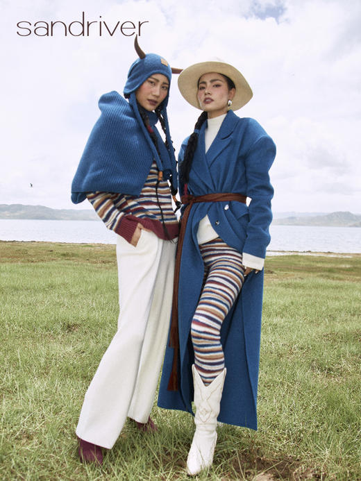 青海女士羊绒水波纹大衣SJF96W392N 商品图4