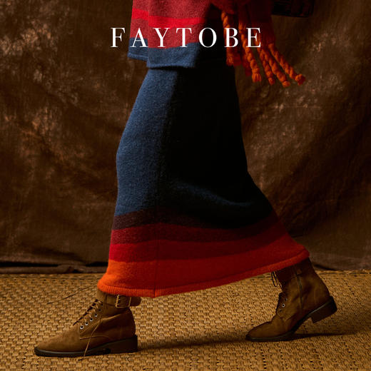 FAYTOBE 绒面带扣马丁靴系带尖头胎牛京舒适平底短靴 商品图4