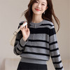 雀说 羊毛针织衫套头衫新款条纹女士秋季宽松显瘦韩版上衣4ZF-788-JC3 商品缩略图2