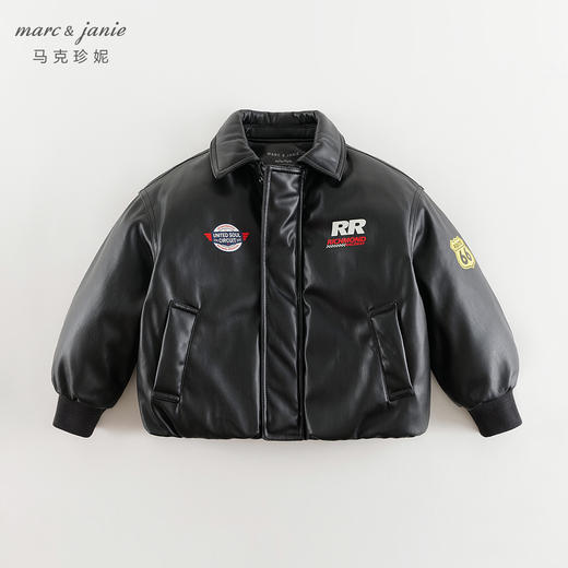 马克珍妮男童潮酷赛车风皮衣外套儿童飞行夹克棉衣秋冬新款241026 商品图2