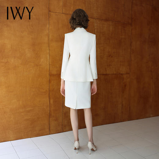 IWY/白色戗驳领西装连衣裙两件套正式场合商务招待通勤干练套装女C14260+Q14259 商品图3