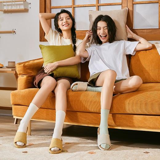 朴西简约亚麻防滑室内男女家居家用情侣静音厚底保暖透气四季拖鞋 商品图4